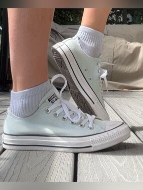 Converse Low Top Sneakers in Mint Green and White